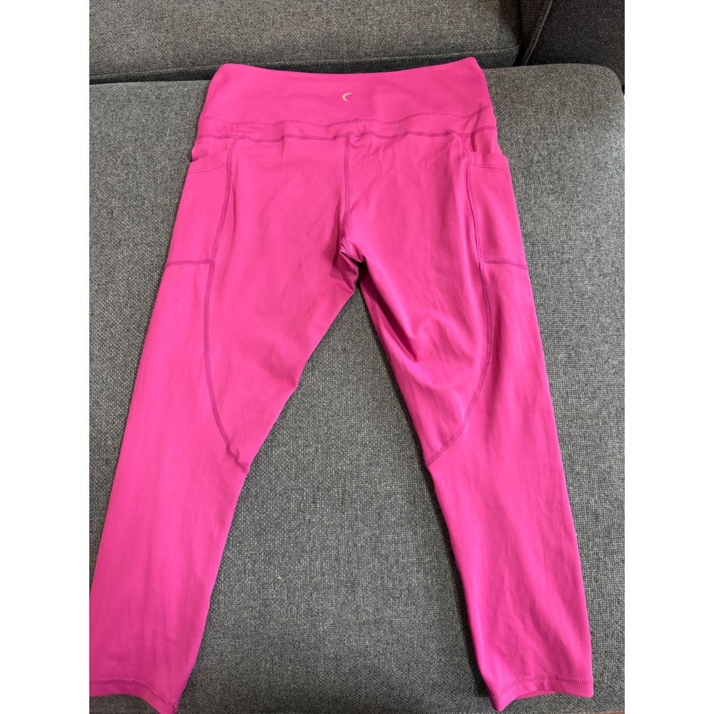 Zyia Active Womens Pink High Waisted Pocket Capri Leggings Large Hot Pink Tights